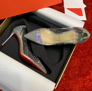 Modedesigner Hochwertige Damen-High-Heels mit rotem Absatz, luxuriöse Sandalen mit Ledersohle, feine Absätze, eingelegte Rhindiamant-Hausschuhe mit Absatz, 1–12 cm, Dinner-Party-Schuhe H0198