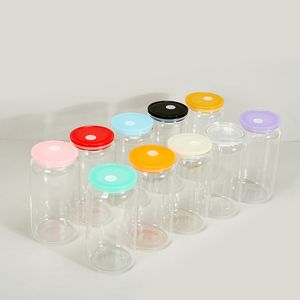 Tampas coloridas substituíveis para jarra de vidro de sublimação de 16 onças, tampa de plástico adequada para canecas de cerveja de vidro, copos para beber