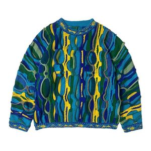 Vintage luźne hip-hopowe swetra bęziono męskie swetry