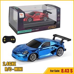 Electric RC Car 1 43 Mini Size RC Gold Plated With Lights 2.4G Radio Remote Control Racing Model USB Charging Boys Toys for Children 231021