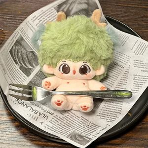 Dolls Stock 10CM Kawaii Doll Green Short Soft Rabbit Fur Deer with Animal Ear Tail Plush Doll Toys Gift 231023