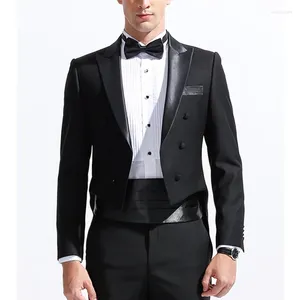 Ternos masculinos preto casamento homem cauda casaco 2 peça duplo breasted moda masculina com lapela repicada calças jaqueta personalizada 2023