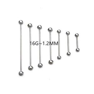 Stud Lot 50pcs 16G Çelik Dil/Meme/Kulak Endüstriyel Kulak İskele Düz Barbells Vücut Takı Boyutları 231020