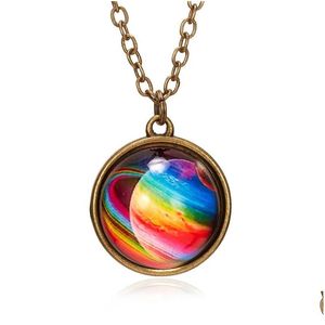 Pendant Necklaces Fashion Universe Star Doublesided Retro Necklace Galaxy Neba Creative Design For Women Men High Quality Jewelry Gi Dhxym