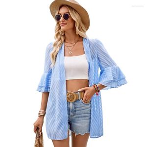 Kvinnors badkläder Cardigan Cover-ups Kvinnor klär Swimsuit Sundress Robes Summer Print Bohemian Beach Holiday Mini Cove Ups Vestidos