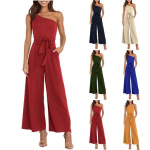 Achieve a Timeless and Sophisticated Look with this European and American Style Off-Shoulder Jumpsuit Perfect for Commuting