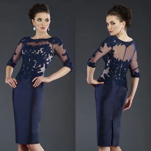 Mother of the Bride Dark Navy Mother's Sukienki Niestandardowe satynowe zamek błyskawiczny w rozmiarze Plus w rozmiarze