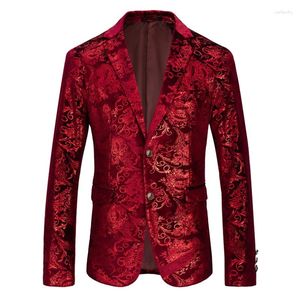 Abiti da uomo Boutique Moda Blazer oro 2023 Bronzing Mens Slim Fit Giacca da uomo Matrimonio Nightclub Stage Party Dress Plus Size