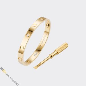 Lyxdesignerarmband för kvinnor älskar skruvarmband 4 Diamond Titanium Steel Bangle Gold-Plated Never Fading Icke-allergiskt, guldarmband; Butik/21417581