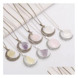 Pendant Necklaces Good Aselling Natural Stone Moon Necklace Star Moonlight Gem Crystal Wfn070With Chain Mix Order 20 Pieces A Lot Dr Dhtns