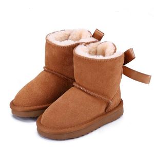 Leather Genuine Australia Kids Ankle Winter Snow Boots for Baby Shoes Warm Ski Toddler Boot Bailey 1 Bows Size45