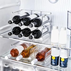Настольные винные стеллажи, штабелируемый органайзер для холодильника, кухонный держатель для бутылок, держатель для банок, организация 231023