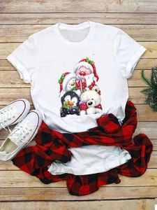 女性用Tシャツクリスマス素敵な漫画かわいい90年代ティーシャツ服女性トップイヤー女性服ファッション印刷グラフィックTシャツ