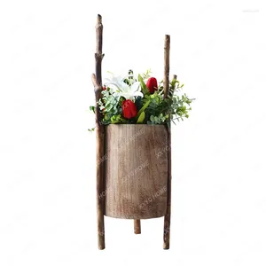 Vases Wooden Vase Decoration Living Room Flower Arrangement Coffee Table Hallway TV Cabinet Home Nordic Creative