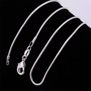 1MM 925 sterling silver smooth snake chains women Necklaces Jewelry snake chain size 16 18 20 22 24 26 28 30 inch Wholesale ZZ
