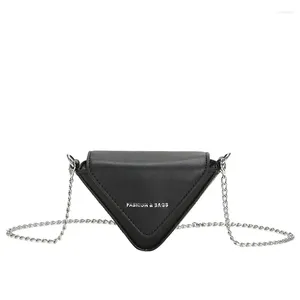 Sacos de noite Triângulo de cor sólida PU bolsa de ombro de couro para mulheres 2023 alças ajustáveis femininas crossbody designer de luxo