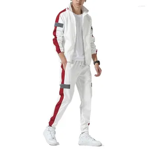 Herrspårspår som spingar Autumn Two -Piece Sports Jacket Tracksuit Gym Sportwear Set Hip Hop Long Sleeve Streetwear