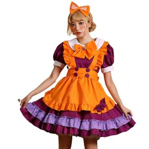 Halloween-Kostüm für Damen, Designer-Cosplay-Kostüm, Halloween-Lolita-Dienstmädchen-Kostüm, orangefarbenes Glocken-Schmetterlings-Festival-Dienstmädchen-Kostüm, Live-Performance-Kostüm Halloween