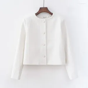 Kvinnors jackor 2023 Kvinnor Spring Autumn Design Tweed Jacket och kappa vita ytterkläder