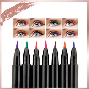 Sombra de ojos Delineador de ojos colorido personalizado Cosméticos Agua activada Rainbow Split Cake Wet Liner para maquillaje Pluma impermeable 231023