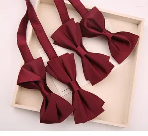 Bow Ties Düğün Damat Damatçı Şarap Kırmızı İngiliz kravat düz renkli erkekler resmi elbise