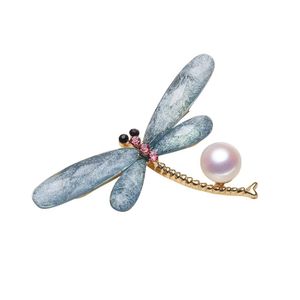 Smycken inställningar grossist mode lyxiga pärlor brosch Mount Crystal Dragonfly Tjock guldpläterad pärla halvfärdig produkter släpp de dhqwz