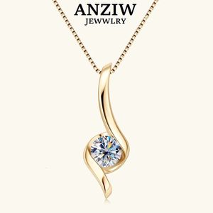 Pendanthalsband Anziw Real 1.0Carat Twist Neckor for Woman 100% 925 Silver Drop Pendant Certifierade Trendiga fina smycken Gifts 231020