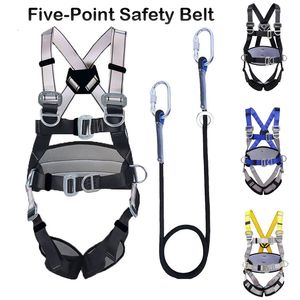 Climbing Harnesses Five Point Aerial Work Safety Belt Full Construction Protection Outdoor Rock Climbing Training Equipment Safe Rope 231021