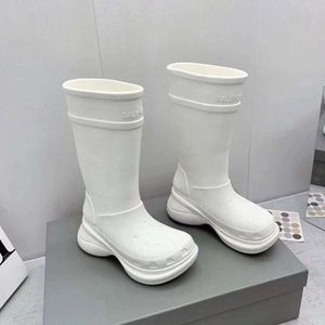 Ankelstövlar Balenciashoes Rain Boots High Barrel Thick Sole Heights Knee Heights Long Rubber Boots Anti Slip Waterproof CD84L