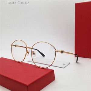 Neues Modedesign, runde optische Brille 0375O, Metallrahmen, einfach zu tragende Brillen für Männer und Frauen, einfacher, beliebter Stil, klare Gläser, Brillen von höchster Qualität
