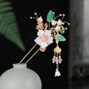 Hårklipp blomma huvudstycken uformade pinnar gafflar tofs hårnålar och kvinnor flickor kinesiska stil smycken pärlor huvudbonad