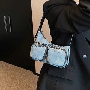 Totes New Women's Denim Shoulder Bag Fashion Women's Handbag Quality Zipper Underwear Bag Women's Designer Bagstylishyslbags