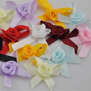 Dekorative Blumen, 50 Stück, rosa Satinband, Blumen, Rosen, Schleife, Nähen, Hochzeitsapplikationen, A139