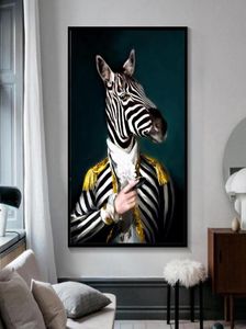 Preto e branco elegante leão tigre elefante girafa lobo cavalo arte de parede posters e impressões animais vestindo um chapéu pintura em tela 3887985