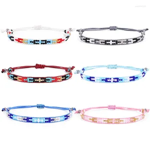 Charme Pulseiras Bohemian Miyuki Vidro Semente Beads Cruz Pulseira Mulheres 2023 Moda Cinza Branco Rosa Handmade Boho Verão Surf Jóias Presente