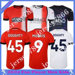 23 24 Luton Town CLARK CAMPBELL Mens Soccer Jerseys BURKE NAISMITH BELL DOUGHTY ADEBAYO Home Away White Red Football Shirts