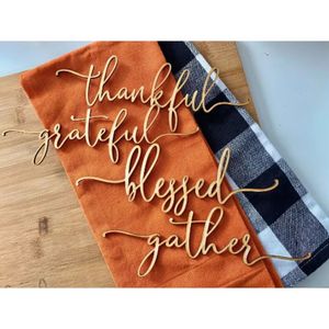 Other Event Party Supplies Thanksgiving Grateful Thankful Blessed Christmas Table Wood Centerpiece Signs Plate Ornament Home Farmhouse Decorations 231023