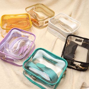 Partihandel Transparent PVC -bandspeldag Stadium godkänd gelé Clear Bag Crossbody Bag Women's Messenger Väskor