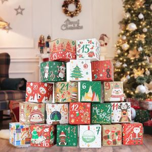 クリスマスの装飾24pcs甘いボックス7x7x7cmパッキングボックスサプライズアドベントカレンダートリートクッキーラッピングカウントダウンギフト子供向け