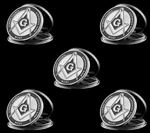 5pcs Collection Coin European Brotherhood masons Masonic Craft Token 1 oz Silver Plated Challenge Badge8284253