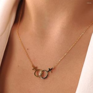 Anhänger Halsketten Mode Symbol Femme Lesben LGBT Frauen Gold Silber Farbe Edelstahl LES Schmuck Freundschaft Geschenke