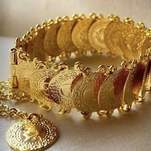 Bangle Ottoman Turkish Totem Chain Armband Plating Gold Luxury Coin Cuff Bangles for Bridal Ethnic Bijoux 231021