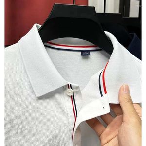 Herren Polos Baumwolle Sommer High-End Revers Poloshirt Einfarbig Business Casual Coole Mode Trend Saum Marke Kurzarm Top