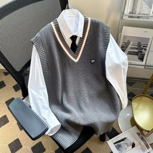 Men's Vests EBAIHUI Japanese Vintage Vest Lazy Style Layover College Sleeveless Sweater Spring And Autumn Loose Casual Tank Top