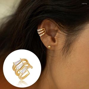 Backs Earrings Fake Piercing Ear Clip Cuff Without Hole For Women Multilayer Shiny CZ Simple Girls Accessories Fashion Jewelry EF001