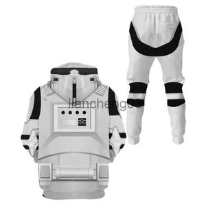 Herrspårsfall Imperial Stormtrooper Cosplay Hoodie 3D Print Sweatshirt Casual Pants Set Men Women Casual Pullover Streetwear Sweatpants J231023