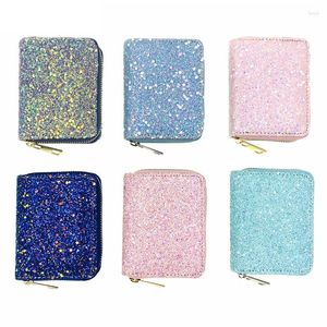 Carteiras senhoras mini carteira de lantejoulas zíper em torno de glitter moeda bolsa mulheres moda brilhante dinheiro mudança