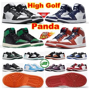 1s Bred Golf Mule UNC 1 Scarpe da corsa High Brevette Midnight Navy Panda Low Cool Grey Gamma Blue Mens Dare allenatori di sneaker di ulivi neutri verdi metalliche bordeaux