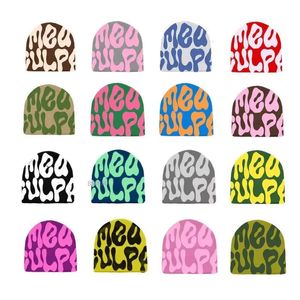 Czapki czapki/czaszki Nowe popularne dzianiny street odzież Westwood Jacquard spersonalizowana czapka Y2K Acryl Hip Hop Mea Culpa Hat 231023