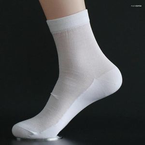 Meias masculinas 5 pares/lote 2023 verão homem preto/branco cor pura mecerizado algodão inferior masculino casual ultra fino médio longo tubo